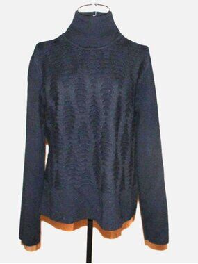 Paraphrase 100% Merino Wool Turtleneck Sweater Black textured Australia Sz L
